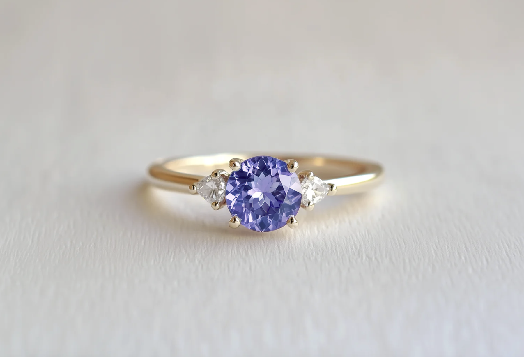 Pansy Tanzanite Engagement Rings, 14k Purple Tanzanite Engagement Ring