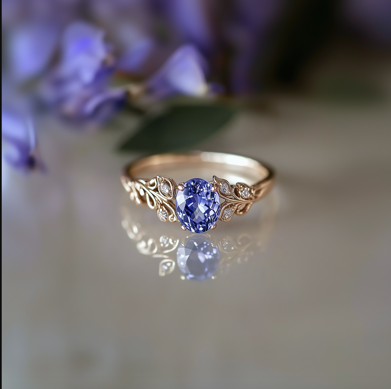 Aurelia Tanzanite Engagement Rings, 14k Gold Tanzanite Engagement Ring