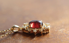 Load image into Gallery viewer, Natural Garnet Necklace Sterling silver, Deep Red Garnet Pendant
