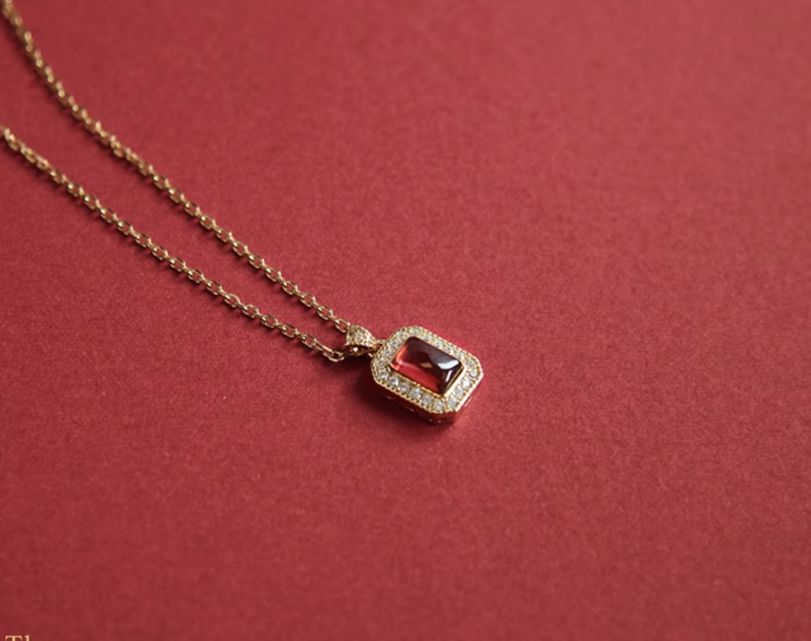 Natural Rectangle Garnet Necklace Sterling silver, Red Garnet Birthstone Pendant