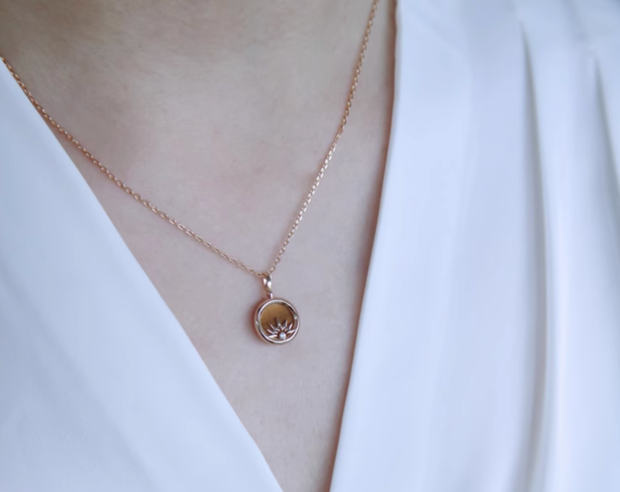 Tiger's Eye Pendant Sterling silver, Tiger's Eye Necklace