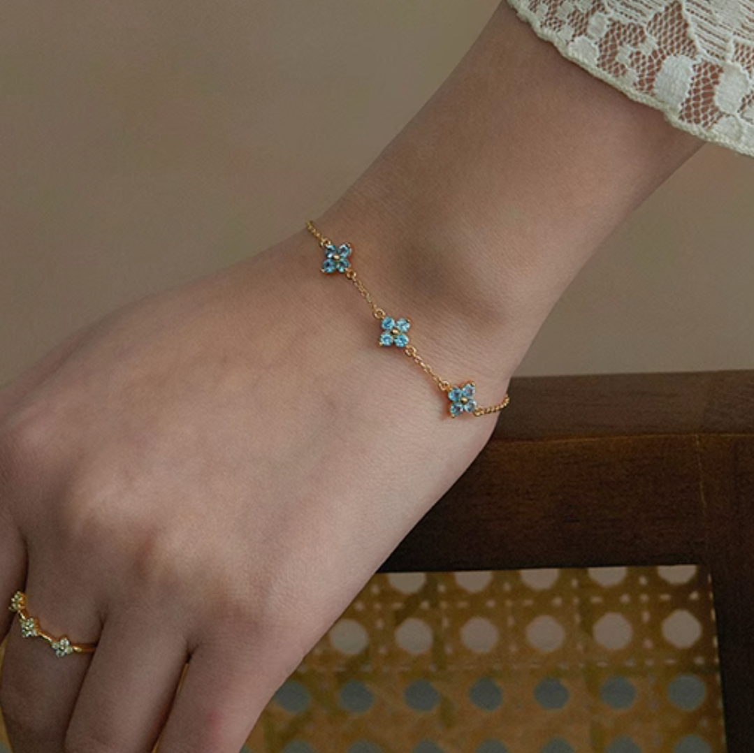 Natural Blue Topaz Bracelet, Sterling silver topaz Bracelet