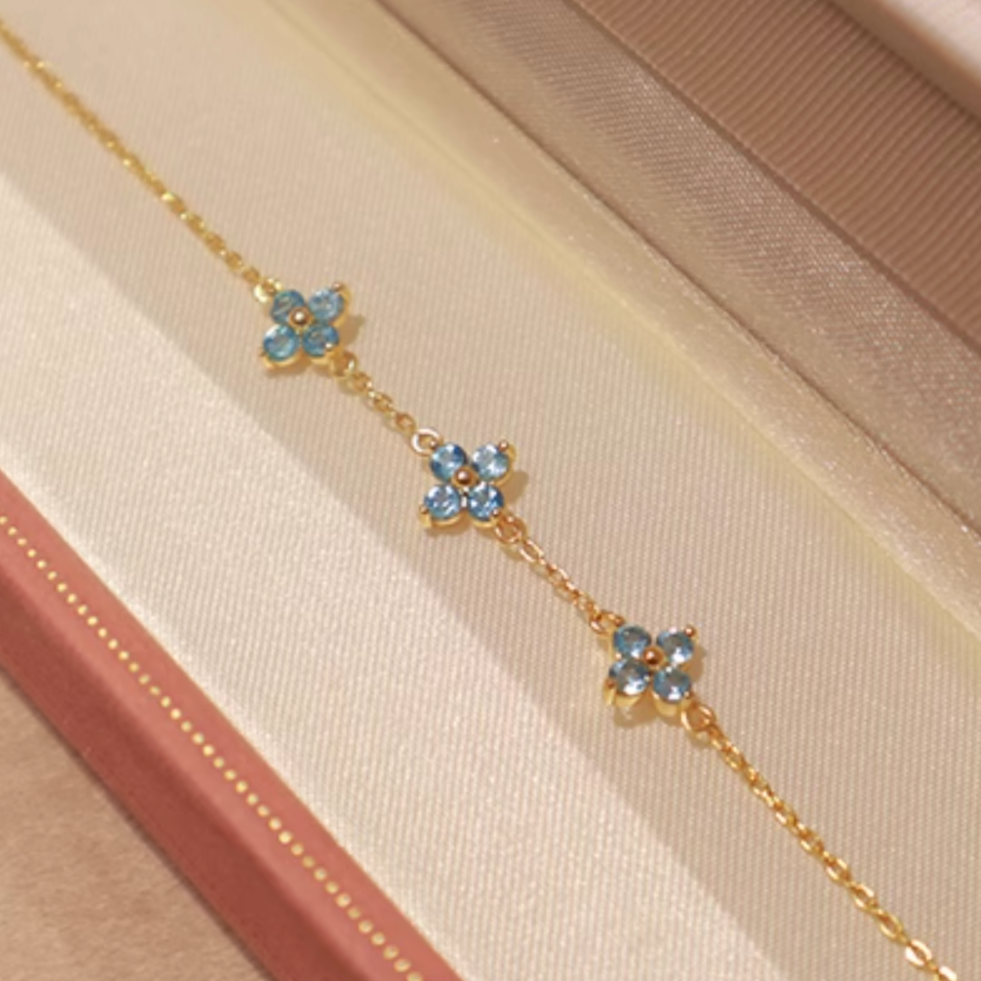 Natural Blue Topaz Bracelet, Sterling silver topaz Bracelet