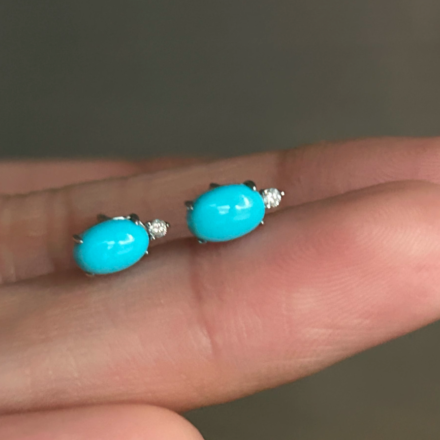 Natural Turquoise Studs, Gold Turquoise stud, Earrings Studs