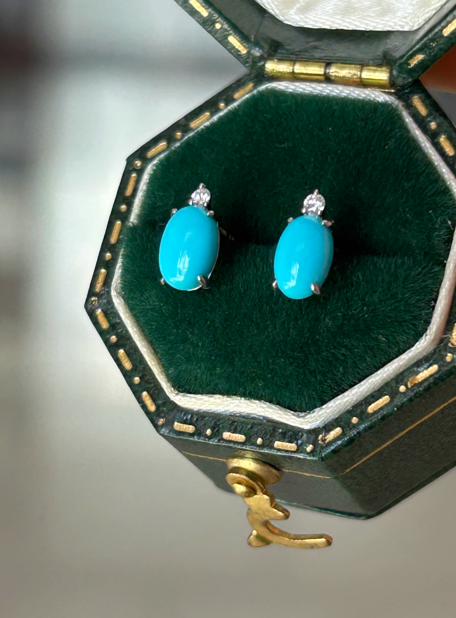 Natural Turquoise Studs, Gold Turquoise stud, Earrings Studs