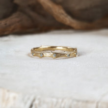 Load image into Gallery viewer, Wedding Twig Band, 14k Gold Diamond Twig Band, Diamond wedding band Straight
