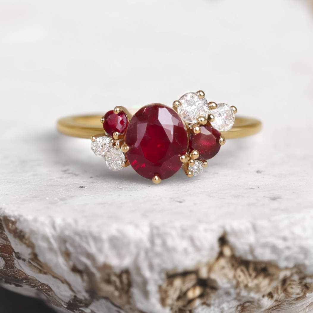 Dainty Oval Ruby engagement Ring, Ruby Ring, Solid Gold Ruby engagement ring, Ruby Jewelry