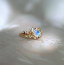 Load image into Gallery viewer, Whispering Grove 14k Gold Princess Cut Moonstone Engagement Ring, Moonstone Ring
