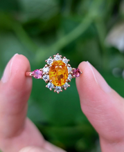 Load image into Gallery viewer, Eve&#39;s Garden Mandarine Garnet Engagement Ring, Solid Gold Engagement Ring
