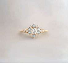 Load image into Gallery viewer, Liora Blue Aquamarine Engagement Ring, 14k Gold Aquamarine Engagement ring
