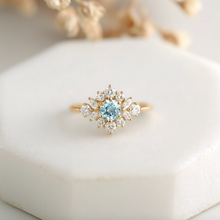 Load image into Gallery viewer, Maris Aquamarine Engagement Ring, 14k Gold Aquamarine Engagement ring
