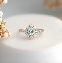Load image into Gallery viewer, Snow Fall Aquamarine Engagement Ring, 14k Gold Aquamarine Engagement ring
