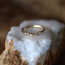 Load image into Gallery viewer, Moonstream Diamond Stacking ring, Free Formed Diamond Wedding Band
