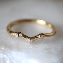 Load image into Gallery viewer, Wavelet Diamond Stacking ring, Free Formed Diamond Wedding Band
