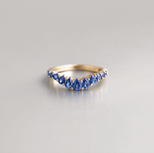 Load image into Gallery viewer, Blue Horizon Curved Gold Wedding Stackable Band, Wedding band
