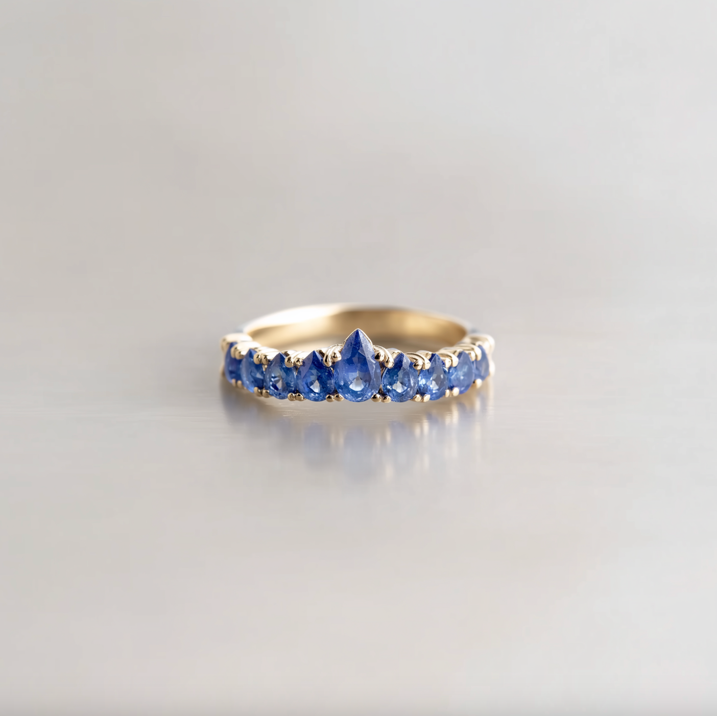 Blue Sapphire Curved Wedding Stackable Band, Sapphire Wedding band