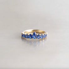 Load image into Gallery viewer, Blue Sapphire Curved Wedding Stackable Band, Sapphire Wedding band
