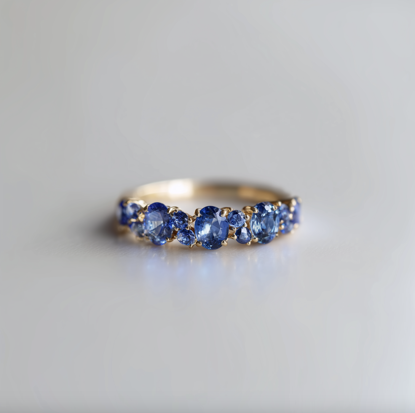 Starlake Blue sapphire Gold Wedding Ring, Natural Sapphire Engagement Ring