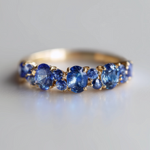 Load image into Gallery viewer, Starlake Blue sapphire Gold Wedding Ring, Natural Sapphire Engagement Ring
