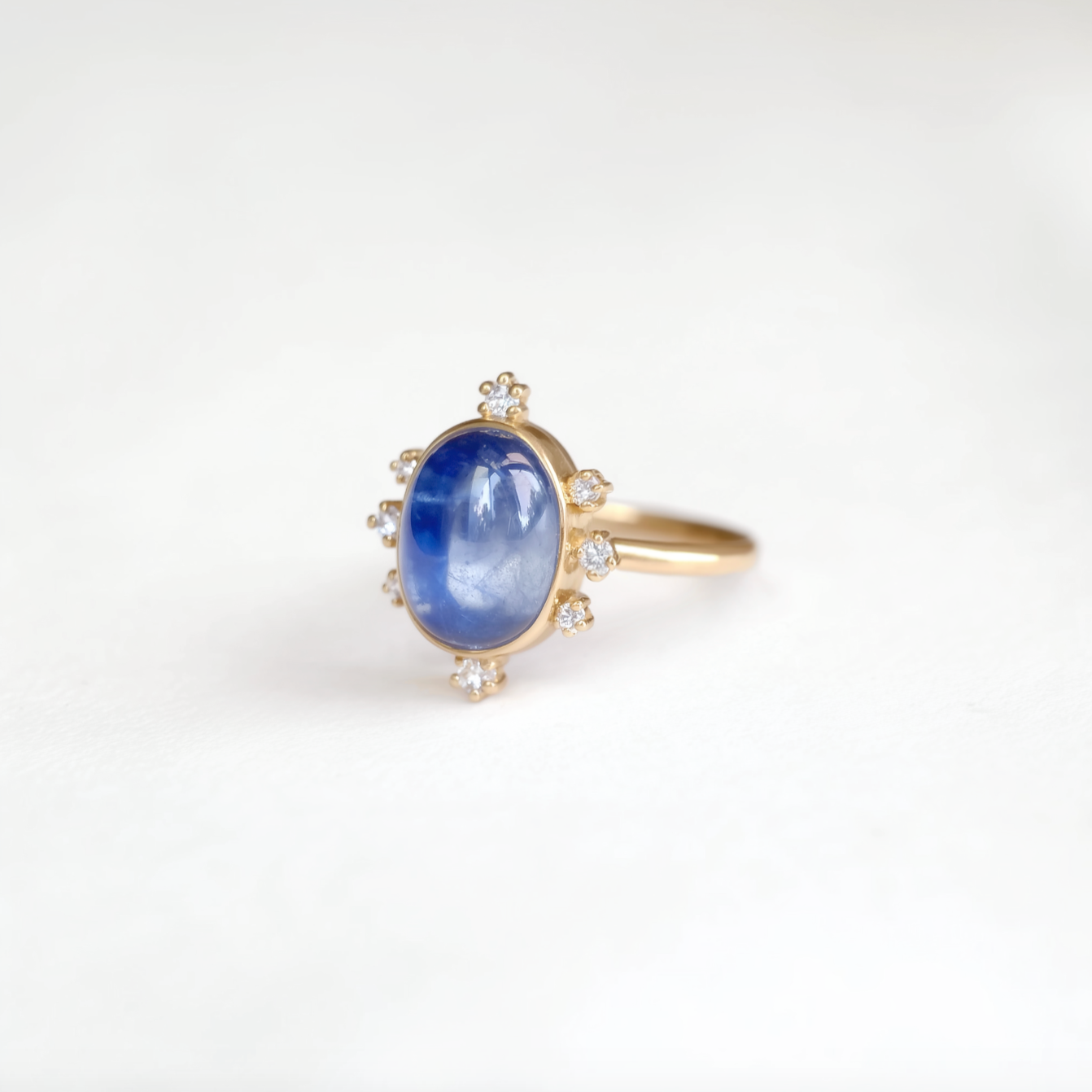 Elanure Ring, Sapphire and Diamond Ring, Natural Sapphire Engagement Ring Wedding Ring