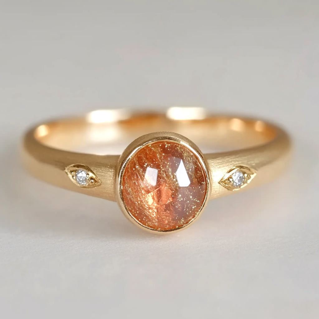 Golden Eye Sunstone Engagement ring