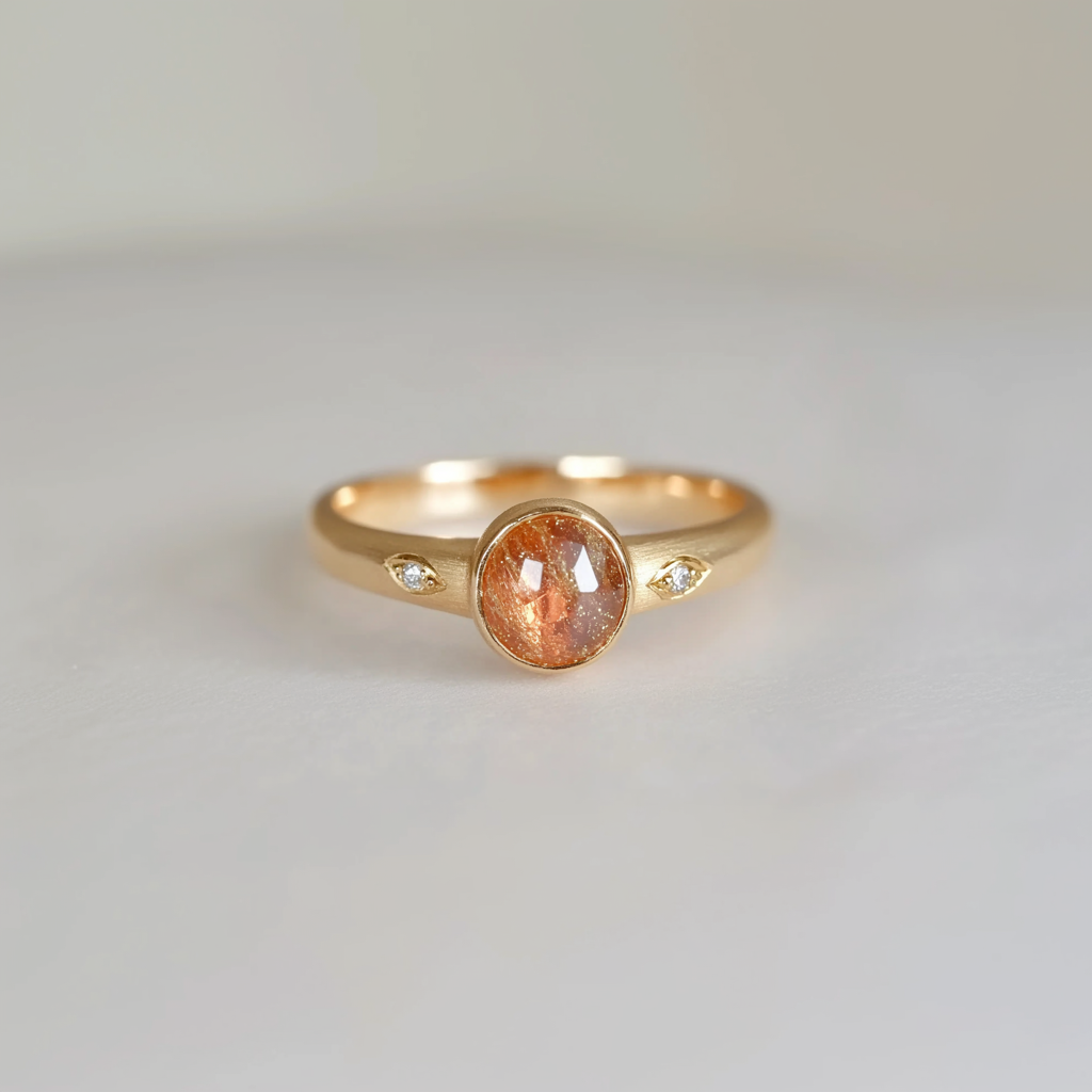 Golden Eye Sunstone Engagement ring