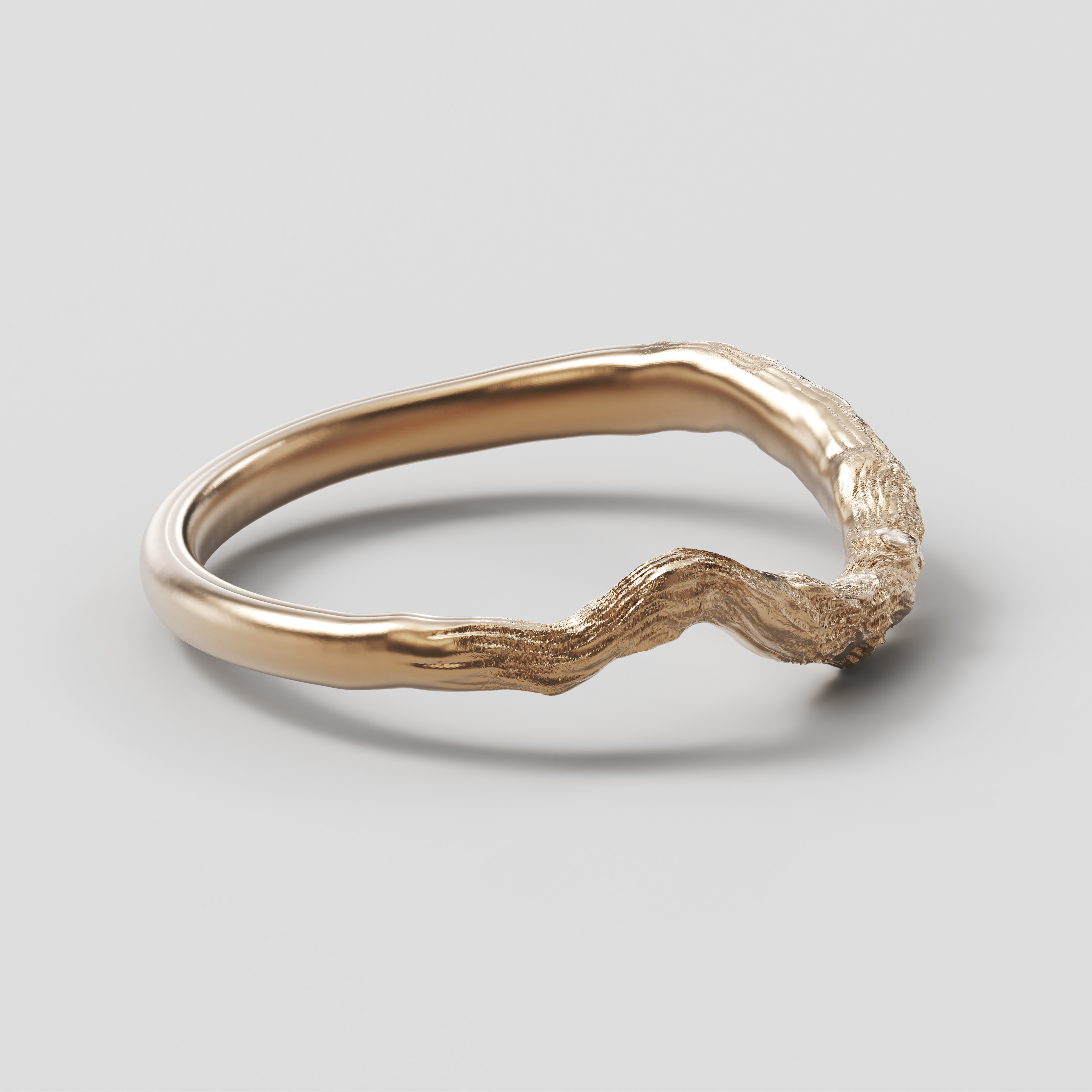 14k Gold Stacking Twig Wedding Ring, Wedding Matching Band Nature Inspired
