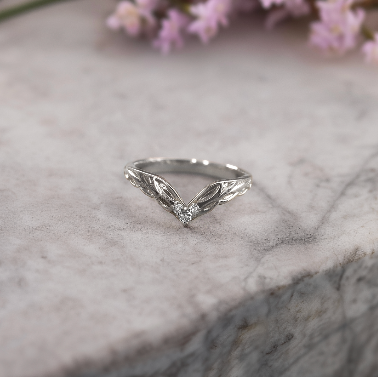 V shaped Matching band, 14k Gold Diamond V shaped Wedding Ring, Wedding stacking ring, Matching band