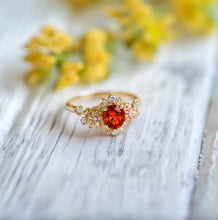 Load image into Gallery viewer, Eve&#39;s Garden Mandarine Garnet Engagement Ring, Mandarine Orange Garnet ring
