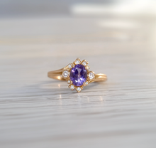 Load image into Gallery viewer, Amethyst Engagement Rings, Diamond Engagement Rings, 14k Gold Wedding Ring
