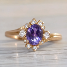 Load image into Gallery viewer, Amethyst Engagement Rings, Diamond Engagement Rings, 14k Gold Wedding Ring
