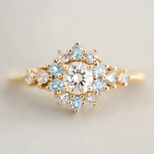 Load image into Gallery viewer, Liora Blue Aquamarine Engagement Ring, 14k Gold Aquamarine Engagement ring
