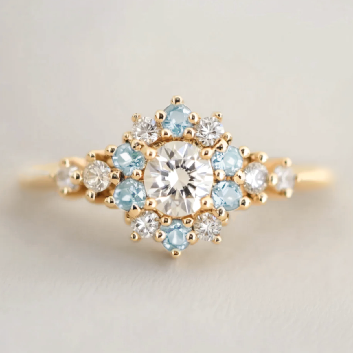 Liora Blue Aquamarine Engagement Ring, 14k Gold Aquamarine Engagement ring