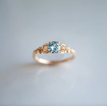 Load image into Gallery viewer, Blue Aquamarine Ring Gold, Aquamarine Engagement ring for women
