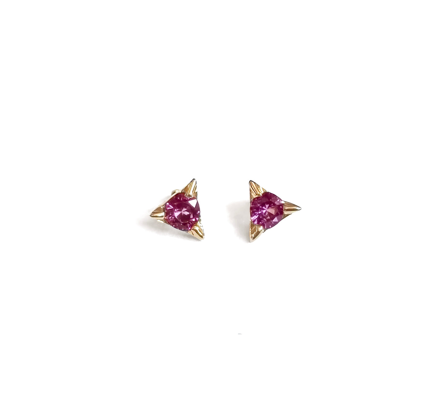 Rose Prism Stud, 14k Gold Ruby studs, Single Stud