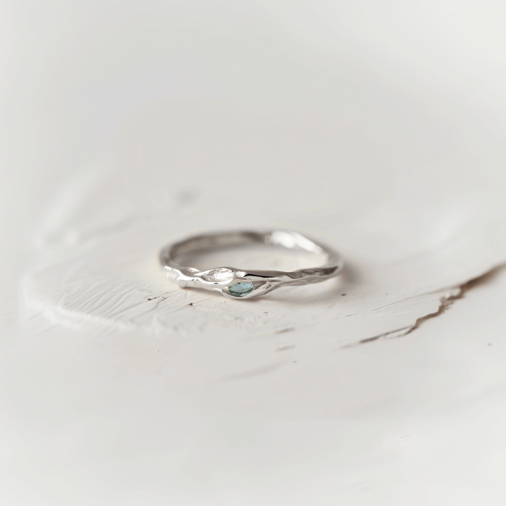 Free formed Simple Aquamarine ring, Dainty Ring