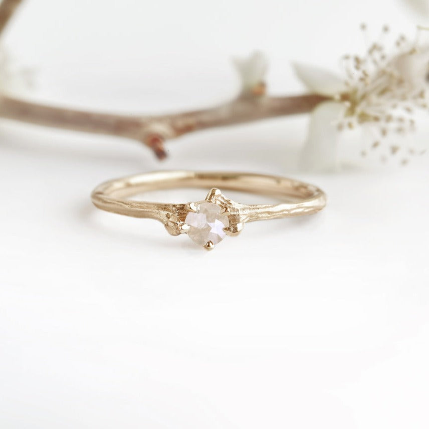 Raw Diamond Twig Ring, Raw Diamond Engagement Ring