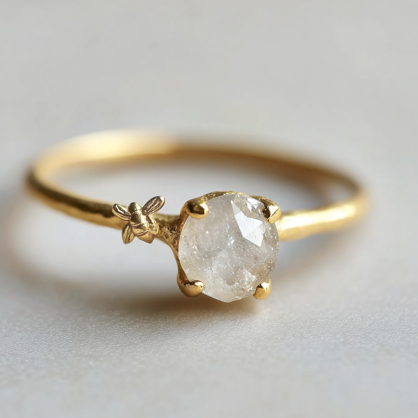 Little Bee Raw Diamond Ring, Unique Raw Diamond Engagement Ring