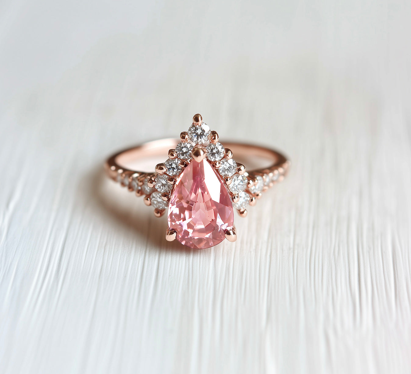 Dahlia Classic Pink tourmaline Ring, 14k Gold Engagement Ring