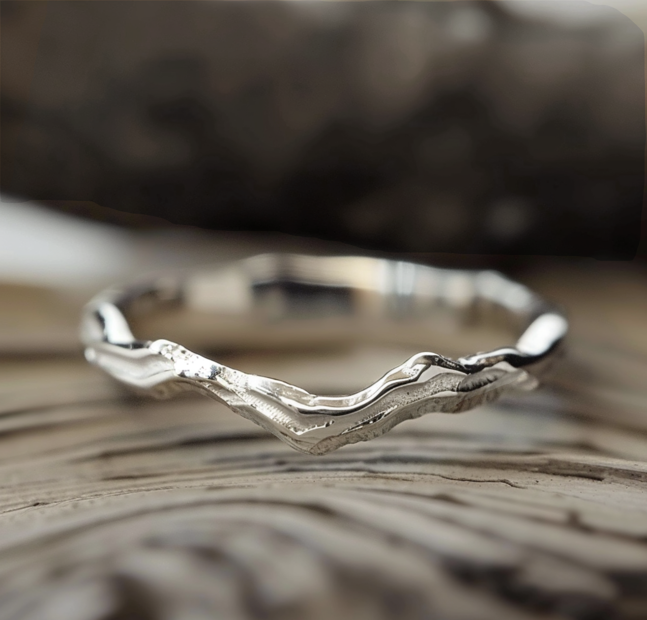 Silver Tree Branch Twig Ring, One wedding Band