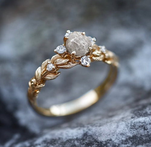 Uncut Raw Diamond Engagement Ring