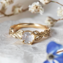Load image into Gallery viewer, Moonstone Solitary Engagement Ring, 14k Gold Ring
