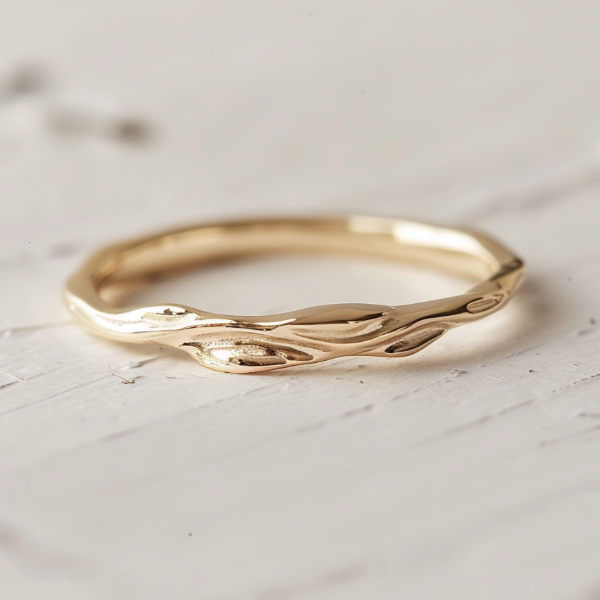 Laurel Light, 14k Gold Ring, simple Wedding Ring