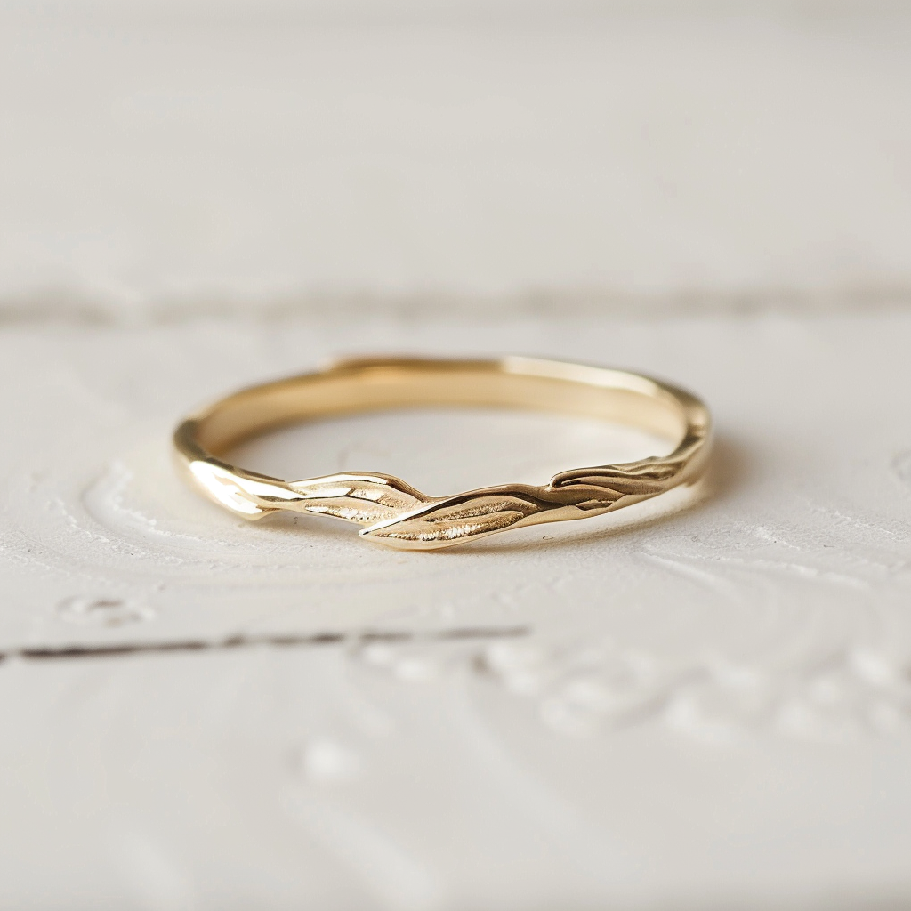 Gold Wedding Matching Leafy Ring