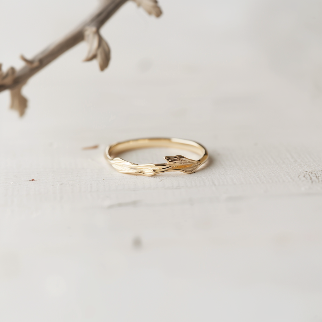 Willow Grace Gold Ring, 14k Gold Wedding Matching Ring