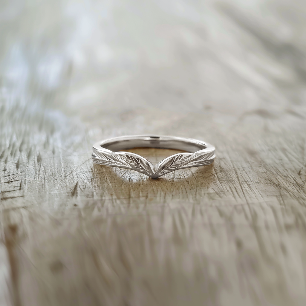 14k Gold Chevron Wedding band, Wedding stacking Ring for women