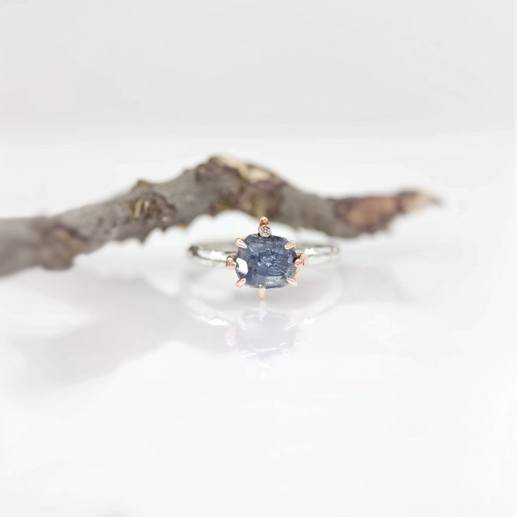 Sapphire and diamond Engagement Ring, Morning Fairy Ring