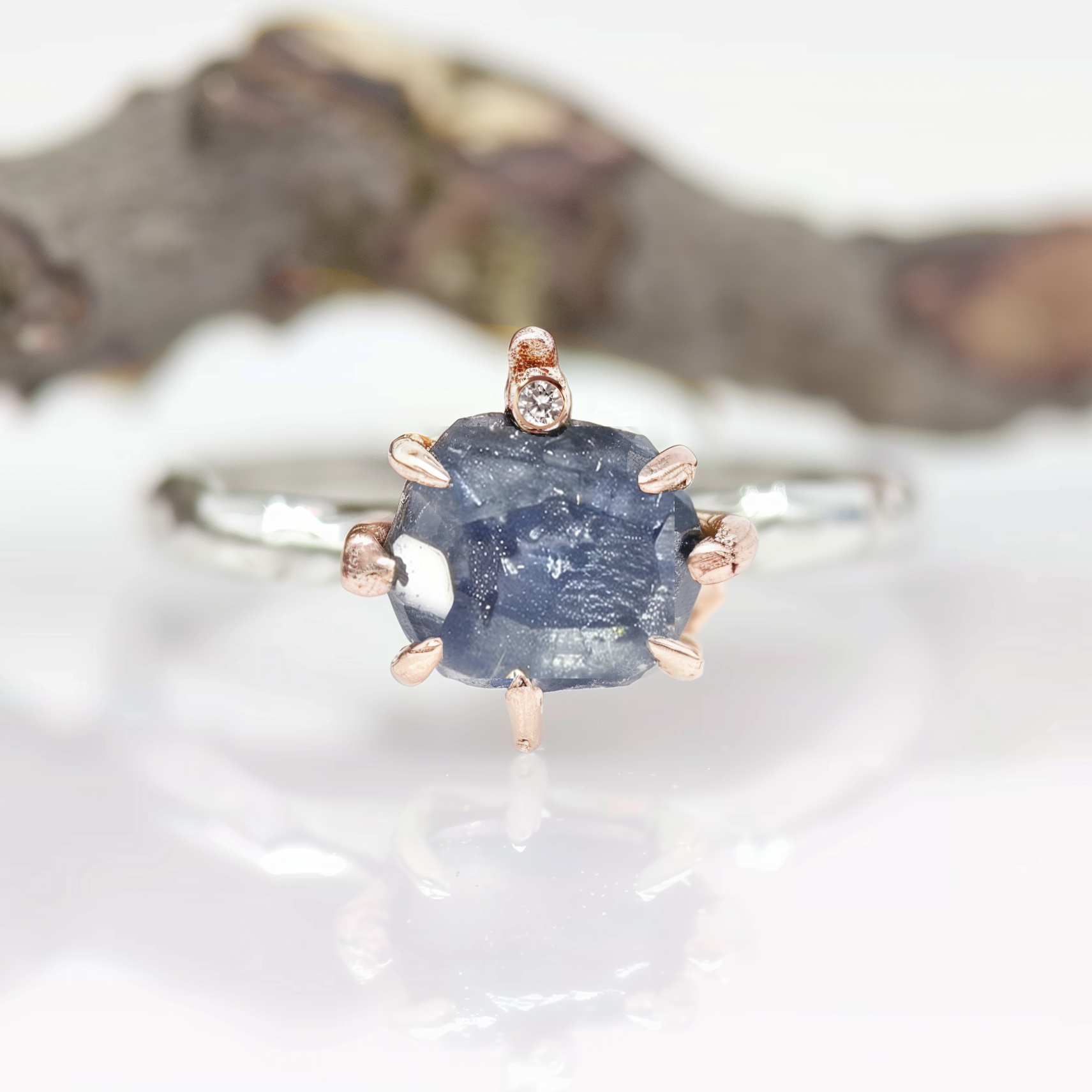 Sapphire and diamond Engagement Ring, Morning Fairy Ring
