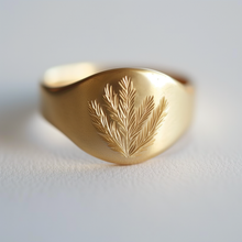 Load image into Gallery viewer, Solid Gold Evergreen Essence Signet Ring
