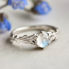 Load image into Gallery viewer, Forest&#39;s Wings, Raw Moonstone Solitary Engagement Ring

